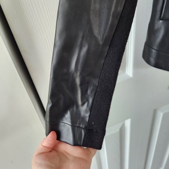 BB Dakota Black Faux Leather Long Sleeve Open Front Jacket - Picture 6 of 10